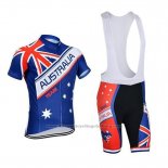 2018 Cycling Jersey Australia Blue and Red Short Sleeve and Bib Short
