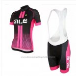 2018 Cycling Jersey Women ALE Pink Short Sleeve and Bib Short