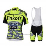 2019 Cycling Jersey Tinkoff Saxo Bank Yellow Green Black Short Sleeve and Bib Short