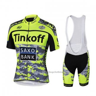 2019 Cycling Jersey Tinkoff Saxo Bank Yellow Green Black Short Sleeve and Bib Short