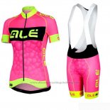 2019 Cycling Jersey Women ALE Pink Black Short Sleeve and Bib Short