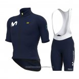 2022 Cycling Jersey Movistar Dark Blue Short Sleeve And Bib Short