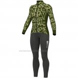 2023 Cycling Jersey Women ALE Yellow Green Long Sleeve and Bib Short