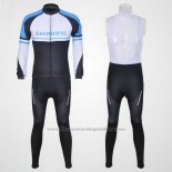 2011 Cycling Jersey Shimano Blue and White Long Sleeve and Bib Tight