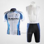 2011 Cycling Jersey Subaru Sky Blue and White Short Sleeve and Bib Short