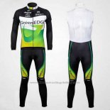2012 Cycling Jersey GreenEDGE Black and Green Long Sleeve Salopette