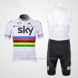 2012 Cycling Jersey Sky UCI World Champion Red and White Short Sleeve and Bib Short