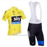 2013 Cycling Jersey Sky Lider Yellow and Black Short Sleeve and Bib Short