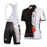 2014 Cycling Jersey Castelli SIDI White and Black Short Sleeve and Bib Short