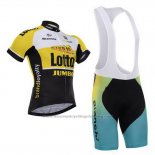2015 Cycling Jersey Lotto NL Jumbo Black and Yellow Short Sleeve and Bib Short
