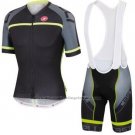 2016 Cycling Jersey Castelli Gray and Yellow Short Sleeve and Bib Short