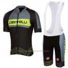 2016 Cycling Jersey Castelli Green and Gray Short Sleeve and Bib Short