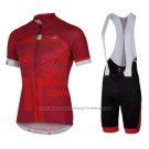 2016 Cycling Jersey Castelli Red and White Short Sleeve and Bib Short