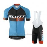 2016 Cycling Jersey Scott Blue and Orange Short Sleeve and Bib Short
