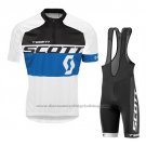 2016 Cycling Jersey Scott White and Blue Short Sleeve and Bib Short