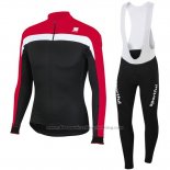 2016 Cycling Jersey Sportful Black and Red Long Sleeve and Bib Tight