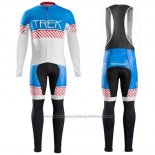 2016 Cycling Jersey Trek Bontrager Blue and White Long Sleeve and Bib Tight