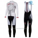 2016 Cycling Jersey Women Castelli White and Red Long Sleeve and Bib Tight