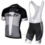 2017 Cycling Jersey Nalini Artico Gray and Black Short Sleeve and Bib Short
