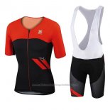2017 Cycling Jersey Sportful Red and Black Short Sleeve and Bib Short