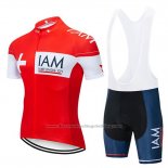 2019 Cycling Jersey IAM Red White Short Sleeve and Bib Short