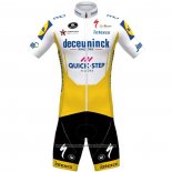 2020 Cycling Jersey Deceuninck Quick Step White Yellow Short Sleeve And Bib Short