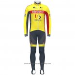 2020 Cycling Jersey Wallonie Bruxelles Yellow Red Long Sleeve And Bib Tight