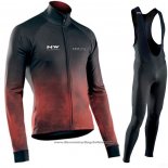 2021 Cycling Jersey Northwave Black Red Long Sleeve And Bib Tight
