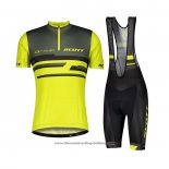2021 Cycling Jersey Scott Gray Yellow Short Sleeve And Bib Short