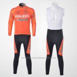2011 Cycling Jersey Euskalte Orange Long Sleeve and Bib Tight