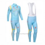 2013 Cycling Jersey Astana Light Blue Long Sleeve and Bib Tight