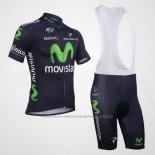 2013 Cycling Jersey Movistar Black Short Sleeve and Bib Short