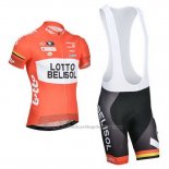 2014 Cycling Jersey Lotto Belisol Orange Short Sleeve and Bib Short