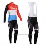 2014 Cycling Jersey Trek Factory Racing Red and White Long Sleeve and Bib Tight