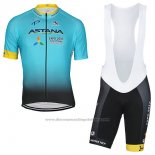 2017 Cycling Jersey Astana Light Blue Short Sleeve and Bib Short