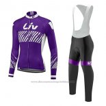 2017 Cycling Jersey Liv Purple Long Sleeve and Bib Tight
