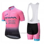 2018 Cycling Jersey Astana Light Pink Short Sleeve and Bib Short