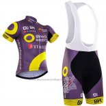 2018 Cycling Jersey Direct Energie Fuchsia and Yellow Short Sleeve and Bib Short