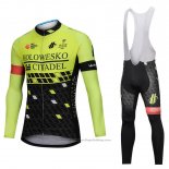 2018 Cycling Jersey Holowesko Citadel Green and Black Long Sleeve and Bib Tight