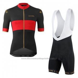 2019 Cycling Jersey Lecol Black Red Short Sleeve and Bib Short