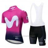 2019 Cycling Jersey Movistar Black Pink Short Sleeve and Bib Short