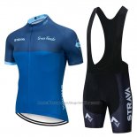 2019 Cycling Jersey STRAVA Blue Short Sleeve and Bib Short