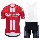 2020 Cycling Jersey Sunweb Red Short Sleeve And Bib Short