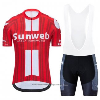 2020 Cycling Jersey Sunweb Red Short Sleeve And Bib Short