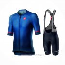 2021 Cycling Jersey Castelli Deep Black Blue Short Sleeve And Bib Short