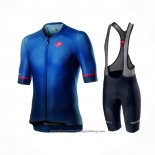 2021 Cycling Jersey Castelli Deep Black Blue Short Sleeve And Bib Short