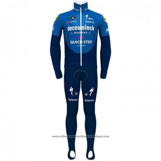 2021 Cycling Jersey Deceuninck Quick Step Blue Long Sleeve And Bib Tight