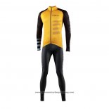2021 Cycling Jersey Nalini Yellow Long Sleeve And Bib Tight QXF21-0056