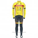 2021 Cycling Jersey Wallonie Bruxelles Yellow Long Sleeve And Bib Tight