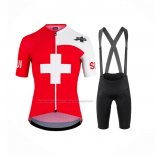 2022 Cycling Jersey Assos White and Red Short Sleeve and Bib Short
